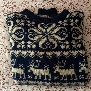 Hand knit Norwegian wool sweater.
